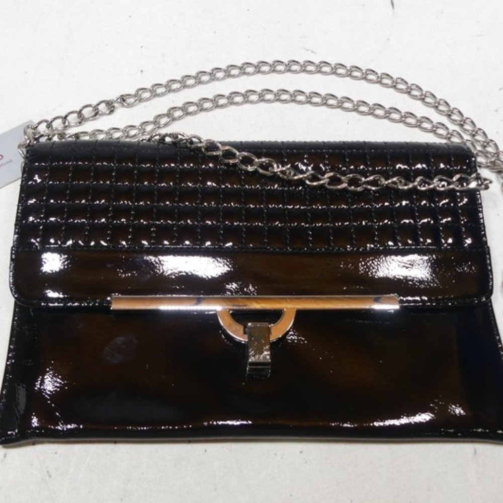 NWT Lodis Black Leather Crossbody Clutch Purse